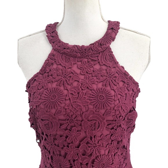 Lulus NEW Womens Size Medium Sleeveless Lace Love Poem Magenta Mini Dress - Picture 3 of 11